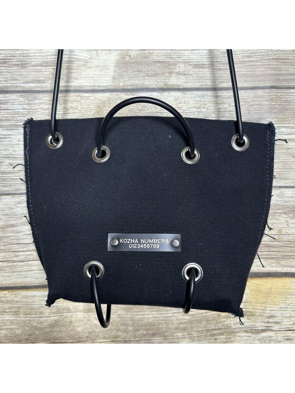 Kozha numbers black canvas utility bag small style purse